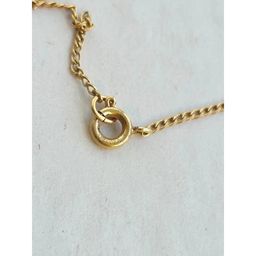 Chanel CC Logo Two Tone Pendant Necklace Gold Filled 1/20 12KT Chain